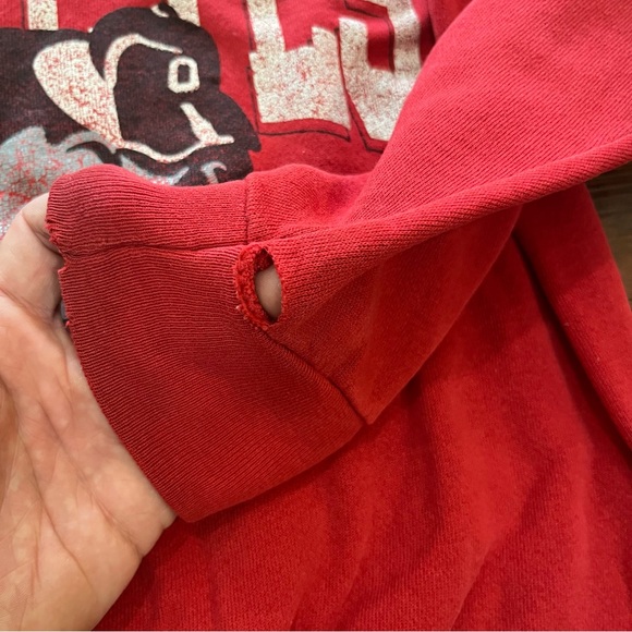 Vintage 80s Ohio State Buckeyes Brutus Football Red Crewneck Sz Large - Picture 8 of 8